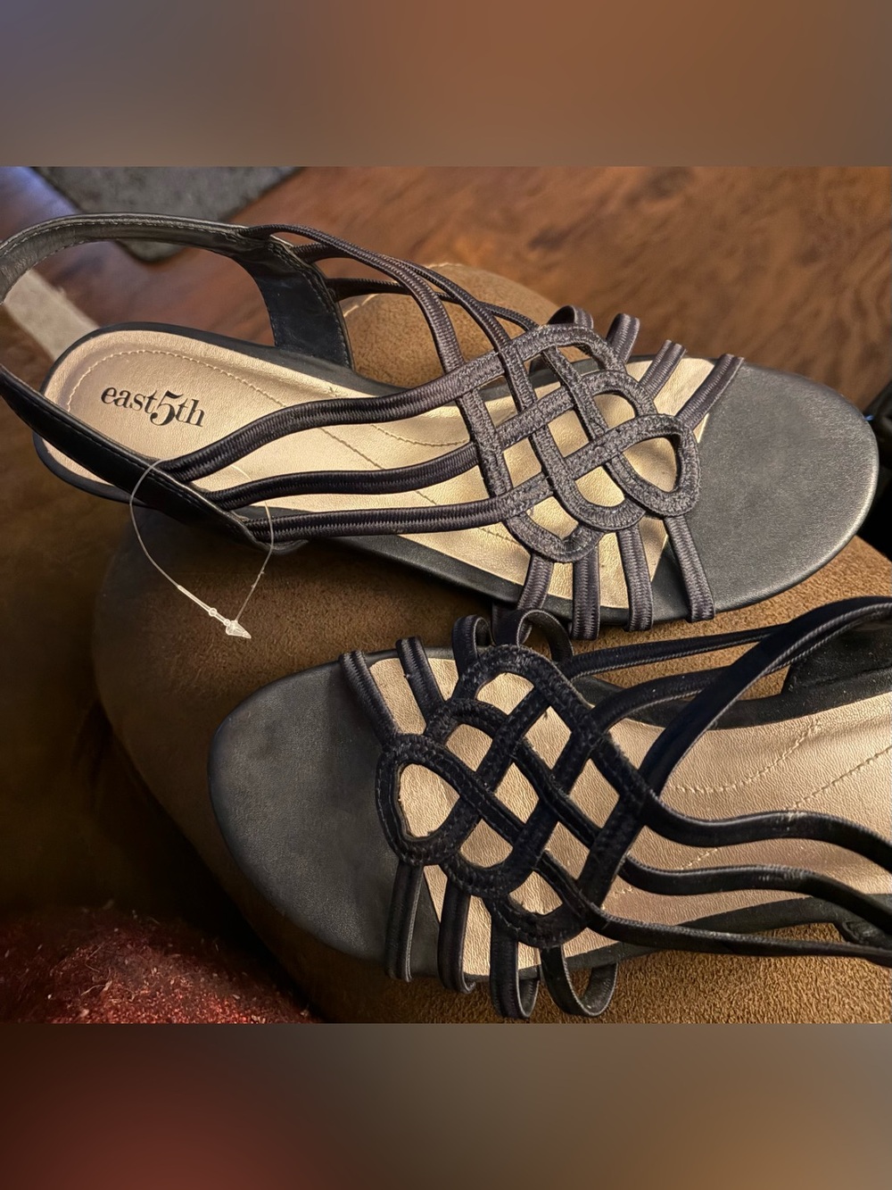East 5th Women's Navy Woven Strappy Slingback Sandals 7.5m